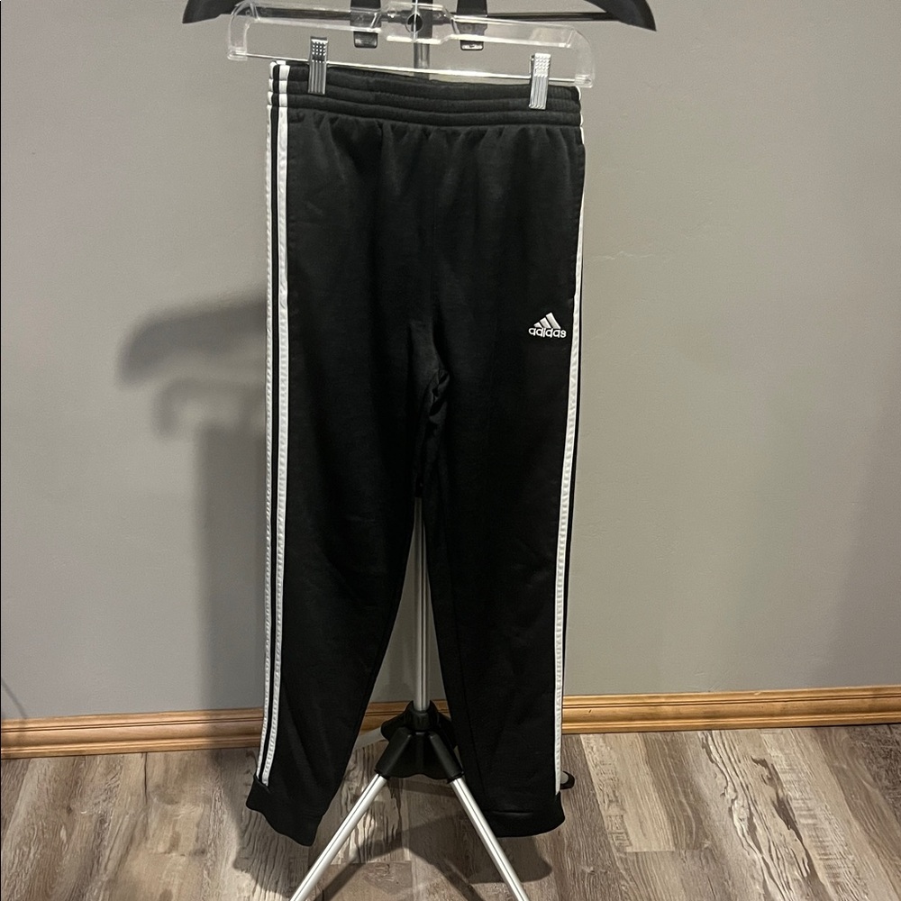 Adidas Kids Black Joggers with White Stripes 14-16 (319)
